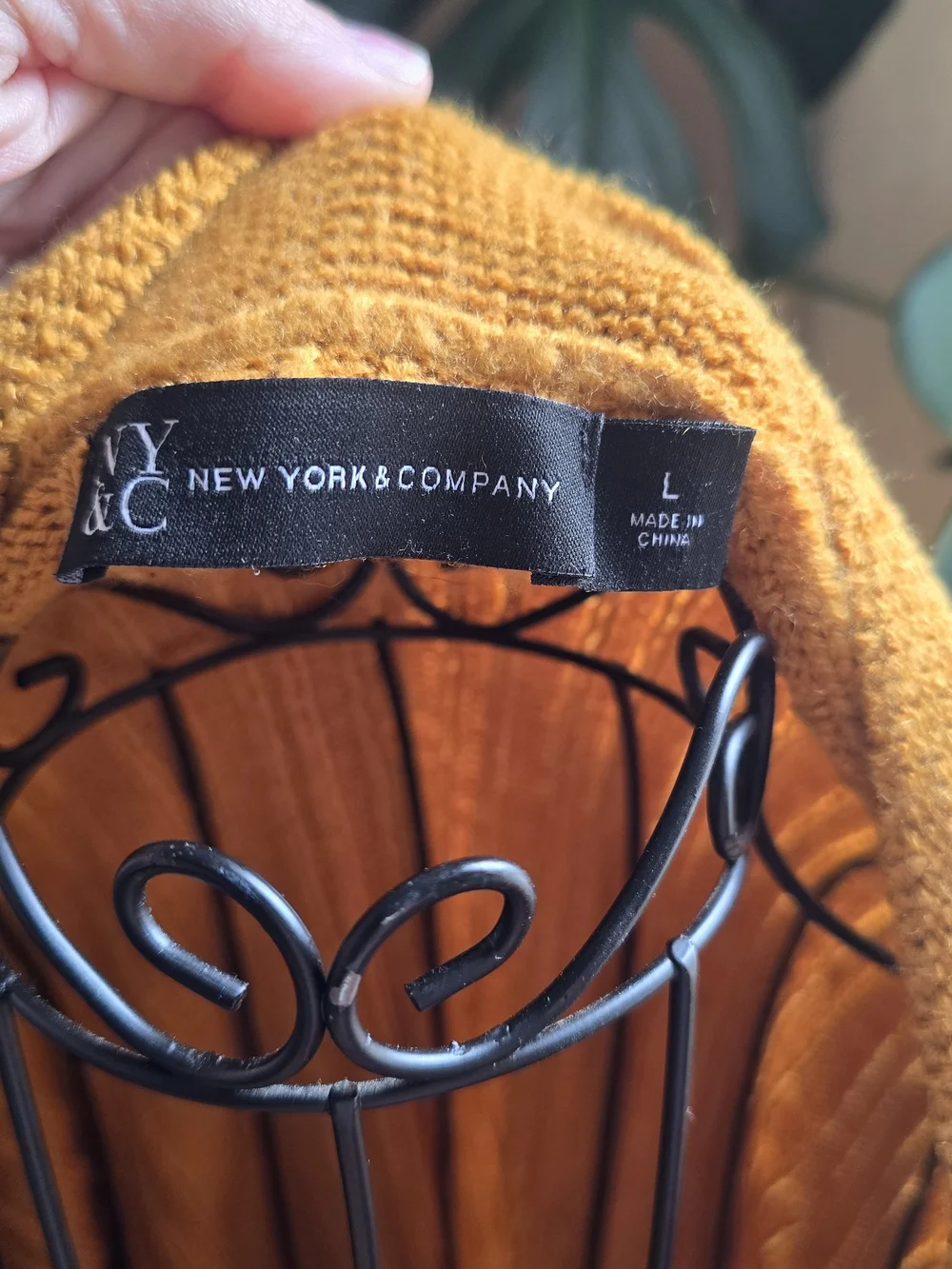 New York & Company Mustard Yellow Cable Knit Fringe Trim Boatneck Sweater L